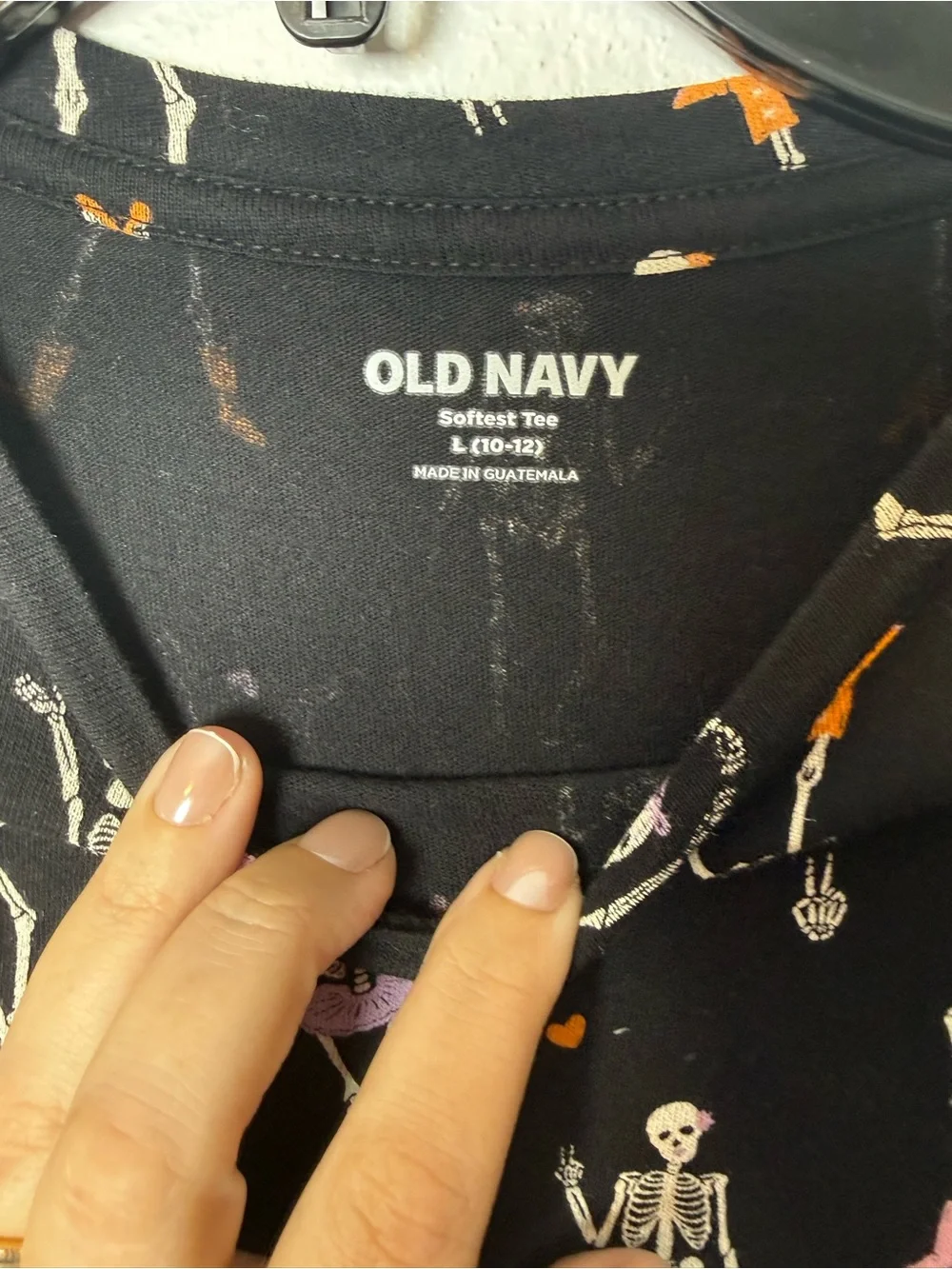 Old Navy Black Long-Sleeve Tee with Skeleton & Accent Prints